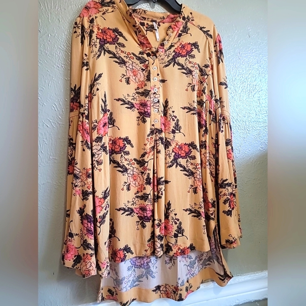 Free People Asymmetrical Tunic in Orange and Yellow